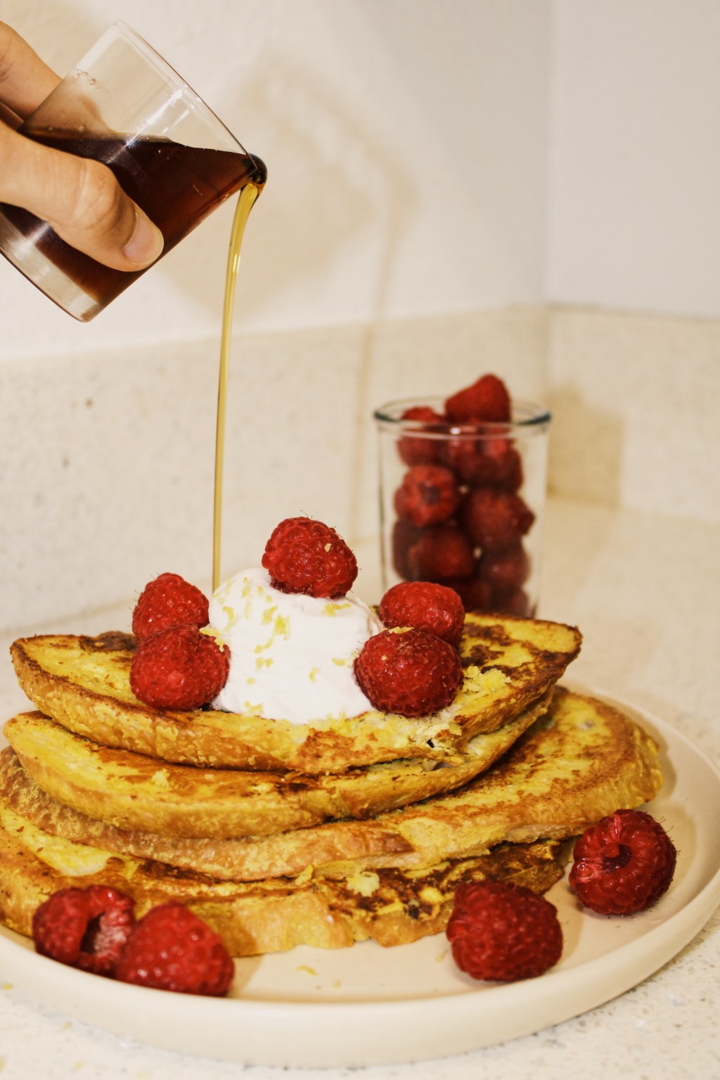 Lemon Raspberry Sourdough French Toast&nbsp;(Vegan)