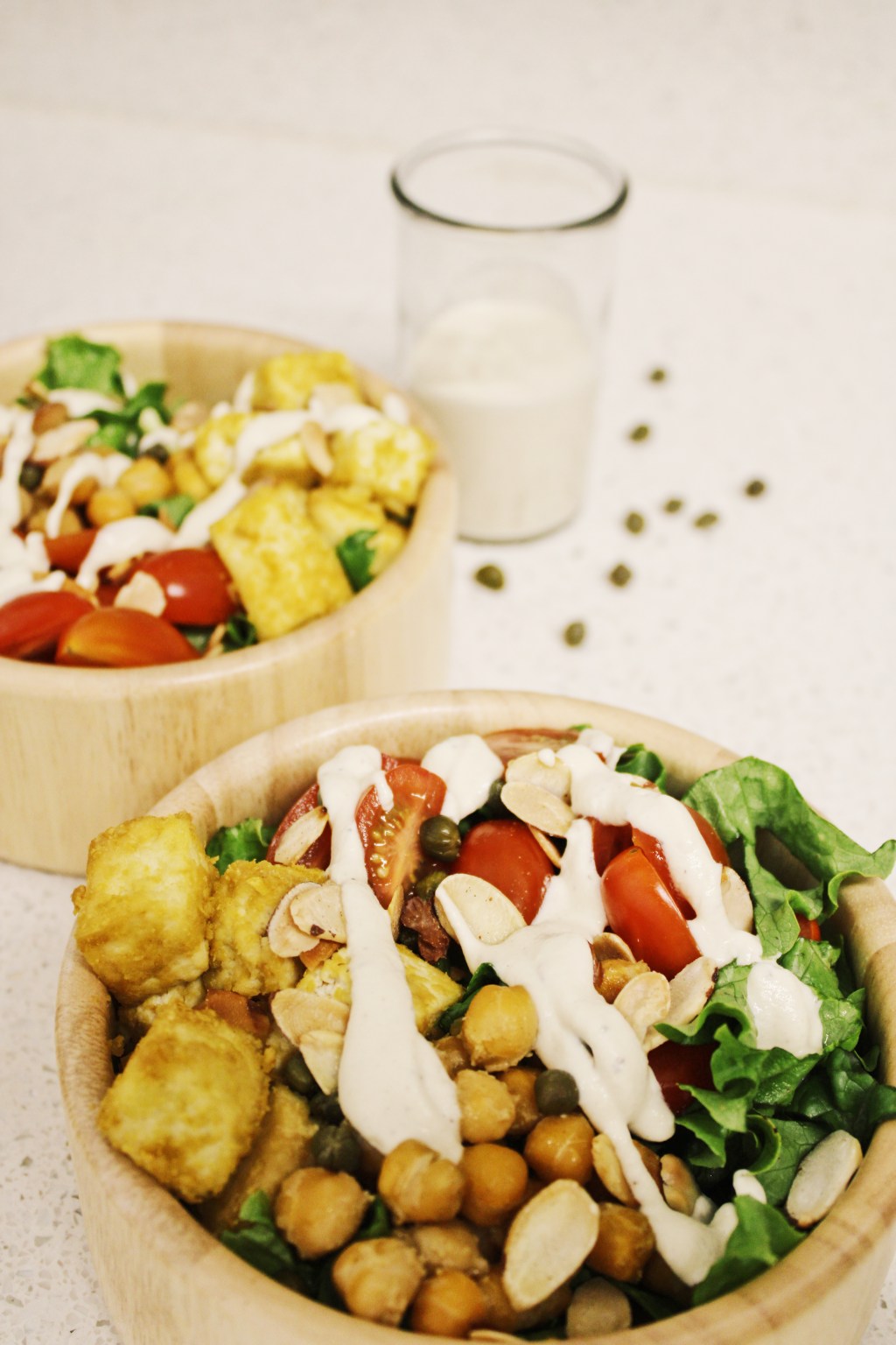 Vegan Caesar Salad with Cheesy Garlic&nbsp;Tofu